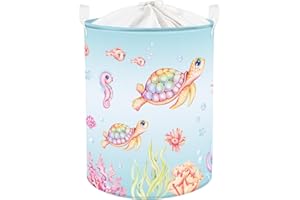 Clastyle 45L Cesto Ropa Sucia Colorido Tortuga Marina Océano Peces para Niños - Pequeño Cesta Ropa Sucia de la Guardería para el Bebé Juguetes Ropa de Almacenamiento, 36x45 cm