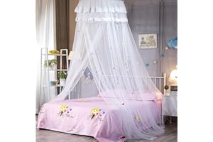 VOICI ET VOILA Grand Ciel de Lit Bébé Moustiquaire Princesse Lit Ciel de Lit Blanc Adulte Moustiquaire Lit Décoration Chambre Fille Princesse Tente Ciel Lit
