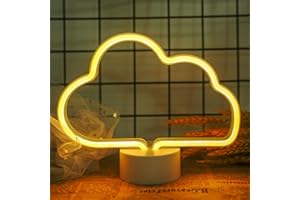BRINGLUCK2U LED Warm White Neon Lights Cloud Sign Shaped Decor Light Battery&USB Powered LED Night Lights Marquee Signs Best Table Decor for Christmas Party Birthday Party Kids Room Living Room Wedding Party