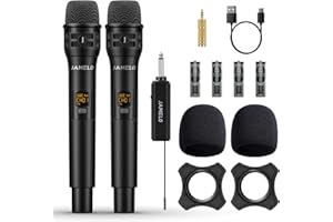 JAMELO Micro sans Fil, Microphone sans Fil Professionnel, Karaoke Micro sans Fil pour Chant, Microphone Portable À Main avec Récepteur Rechargeable, pour Église Discours Mariage DJ Spectacles
