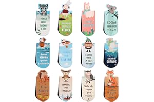 BETESSIN 12pz Segnalibri Magnetici con Frase Motivazionali Italiano Segnalibri Bambini Animali Segnalibro Particolare Regalo Natale Compleanno Laurea per Bambini Amici Studenti Marcatori di Pagina Colorati