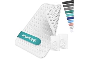 Engelbach® Tappetino doccia antiscivolo 53x53cm - Tappeto con 2 ganci per asciugatura rapida - Senza BPA, antimuffa e antibatterico - Lavabile in lavatrice