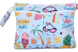 Damero windeltasche wetbag wiederverwendbar, Nasstaschen für Unterwegs, Wetbag windelbeutel für Babys Windeln, schmutzige Kleidung und anderes Zubehör, (Kleine, Sommerurlaub)