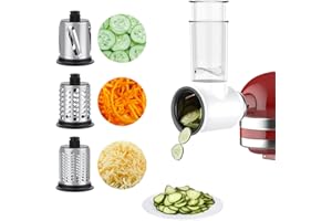 Accessoire de Trancheuse de légumes pour KitchenAid Robot Pâtissier, Râpe à Fromage, Râpe à Légumes avec 3 Lames en Acier Inoxydable, COFUN Accessoire de Râpe Coupe-légumes (Blanc)
