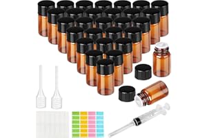 Ysimple Brązowe, puste szklane butelki, 30 sztuk, brązowe mini butelki, puste butelki z zakraplaczem