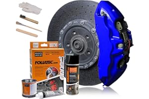Foliatec Juego de pintura para pinzas de freno, resistente al calor, juego completo para 4 pinzas de freno, RS-blue, juego de 7 piezas