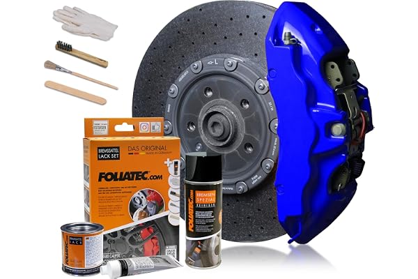 FOLIATEC Kit de peinture pour étriers de frein, résistant à la chaleur, kit complet pour 4 étriers de frein, RS Blue, jeu de 7 pièces