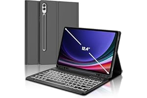 JADEMALL Custodia Tastiera per Samsung Galaxy Tab S9 FE+ 12.4" 2023 - Tastiera Samsung tab S9+ Plus, Italiano QWERTY Tastiera Retroilluminata Bluetooth Magnetica Staccabile per Samsung Tab S9 Plus, Nero