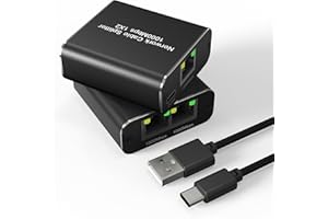 SUEJEZT Répartiteur Ethernet 1000 Mbps 1 à 2, répartiteur Ethernet Haute Vitesse pour Cat7/Cat6/Cat5e/5, répartiteur de réseau Ethernet LAN RJ45 avec câble d'alimentation USB pour 2 appareils en réseau