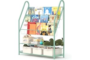Garden 4 you Children's Bookshelf, 3 Tier Childrens Bookcase, Kids Bookshelf, Kids Storage Units, Toy Storage, Kids Shelves for Kids Room, Bedroom, Playroom, Nursery, Toddler Room (Green)