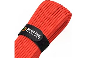 BROTREE Paracorde 4mm 9 Brins Corde en 100% Nylon (15m, 30m, 50m) Type III Corde Parachute pour Survie, Extérieur, Bricolage - 280kg Charge de Rupture (Orange Fluo, 30m)