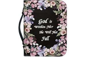 DAJINGKJ Bibelhülle Mit Reißverschluss Groß Leder Bible Covers Damen Blumen Bibeltasche Damen Tasche Bibel Buch Kirche Henkeltaschen