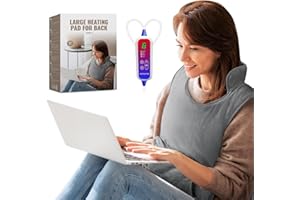 Qfun Manta Electrica Lumbar y Espalda, Calentamiento Rápido Almohadilla Electrica con 6 Niveles de Temperatura y 4 Temporizador, Lavable a Maquina Alfombra Calefactora Hombros 138x42cm para Oficina