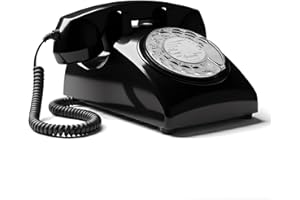 OPIS TECHNOLOGY Opis 60s Cable: Téléphone Fixe Vintage Compatible Box, Style rétro des années 60, avec Son Aspect Ancien à Cadran Classique Noir