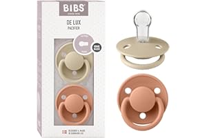 BIBS De Lux Paquete de 2 chupetes. Libre de BPA, Tetina redonda. Silicona, Talla única (0-36 meses), Vanilla/Peach