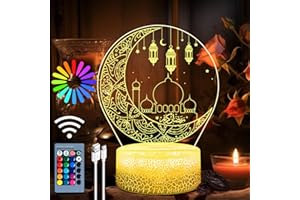 VICTERR Ramadan Decoration LED DIY Lamp, 3D Eid Mubarak Light Moon Lamp, Ramadan Mubarak Decoration, 16 Colors Bedside Lamp Wireless Touch LED Lamp Dimmable 3D with Remote Control (Church)