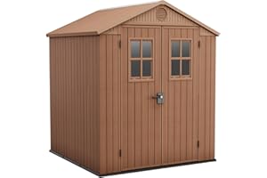 Keter Casetta da Giardino Darwin 6x6, Finitura Effetto Legno, Colore Marrone, 3,3 m², 190x183x221H cm