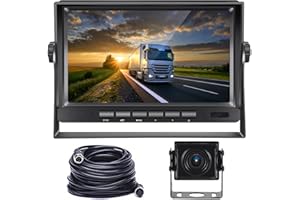 HODOZZY Cámara de Marcha Atrás y 7 Pulgadas LCD Monitor + IP69 Impermeable Visión Nocturna Camaras de Visión Trasera Reversa para Camiónes, Remolques, Autobuses, Coches, RV, Caravanas, Furgonetas, 12V-24V