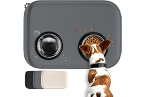 Conlun Alfombrilla para Comida de Perro con Bolsillo Lateral & Ojal de Gancho, Bordes Elevados Suaves, Fácil de Limpiar Impermeable Antideslizante de Silicona para Bebedero (46x30cm,Gris)