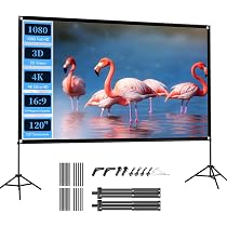 VISULAPEX Schermo Proiettore 120 Pollici 4K Con Treppiede – 16:9, Angolo 160°, Tessuto In Poliestere Antipiega, Trasportabile