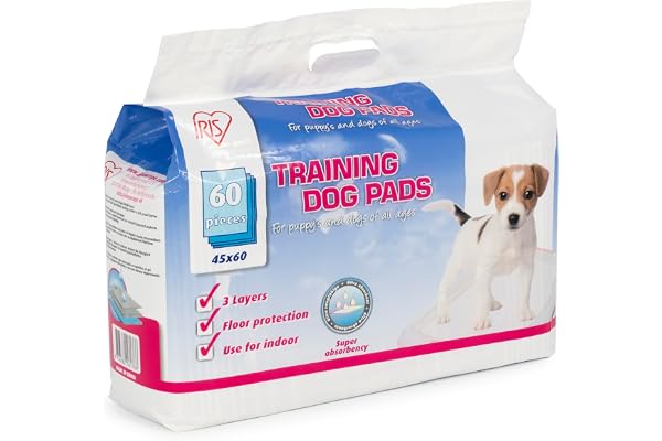 Iris Ohyama, Alaise pour Chien, Alèse Jetable 59x44 Tapis Educateur pour Chiot, Apprentissage de la Propreté, 5 Couches de Protection Anti-Fuite et Résistante (60 Pièces) - Pet Pad NS-60W