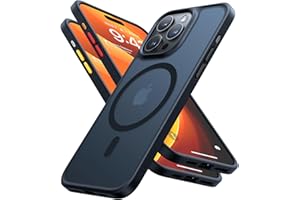 TORRAS [12FT Military Shockproof iPhone 15 Pro Case for MagSafe [20W Safe & Fast Charging] [Slim Velvety Touch] Titanium Buttons Thin Matte Magnetic Cover for iPhone 15 Pro Case Black