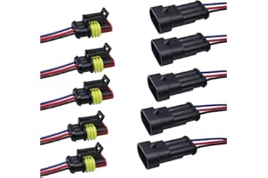 HISports 5 conectores eléctricos impermeables de 3 pines para coche, con cable de 7,8 pulgadas, para coche, camión, motocicleta, quads, bicicletas y triciclos, 3 pines