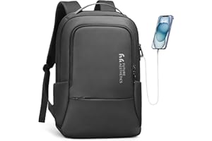 HEROIC KNIGHT Mochila de Negocios Impermeable y Robusta para Ordenador Portátil de 15,6 Pulgadas con Puerto de Carga USB - Confort y Almacenamiento Multifuncional para Hombre Volumen 20 Litros (Negro)