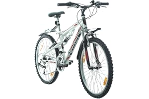 Multibrand Distribution Probike Speed ​​​24 Pulgadas MTB todo suspendido 18 Velocidades, Bicicleta Niño, Bicicleta Niña Adecuado de 130-155 cm
