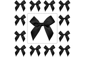 Jisrcha 60 Stück Schleifen, Kleine Schleifen zum DIY, Handgefertigte Deko Schleifen für Hochzeit, Geschenkverpackung, Basteln, Geburtstag, Kuchen, Snackbeutel Deko, (Schwarz)