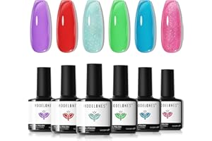 Modelones Smalti Semipermanenti Unghie, Smalto Gel Unghie UV Gel French Manicure 7ml Efetto Gelatina, 6 Colori Gelatina Viola Rosa Rosso Blu Verde