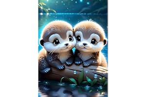 GDYEEH Baby Otters Diamond Painting Erwachsene, 5D Diamant Painting Bilder Anfänger, DIY Traumland Runder Vollbohrer Diamanten Malerei Stickerei Kreuzstich Geschenke Home Wand Dekor 30x40cm