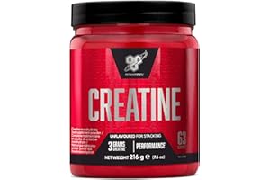BSN DNA Créatine Monohydrate en poudre, Nutrition sportive Pre Workout Post Workout, complément pour accroitre la performance, non aromatisée, 216 g, 63 portions