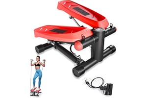 vannect Mini Stepper für Zuhause mit Power Ropes, Up-Down Swing Stepper mit Multifunktions-Display, Hometrainer Stepper für Anfänger & Fortgeschrittene, Bis zu 150 kg