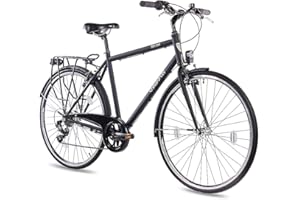‎CHRISSON CHRISSON 28 Zoll Citybike Herren - City One schwarz matt 56 cm - Herrenfahrrad mit 7 Gang Shimano Tourney Kettenschaltung - praktisches Cityfahrrad für Männer