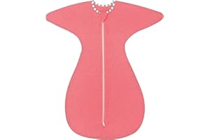 ZIGJOY Shark-Fin Transition Swaddle - 0.5 TOG Baby Sleeping Bag 95% Bamboo Fiber Self-Soothing Sleep Bag for Newborn Wearable Blanket with 2-Way Zipper, Pink, 0-6 Months