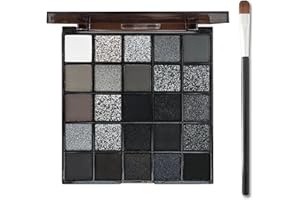 ARCHIDATE Smoky Lidschatten Palette, 25-Farbige Schwarze Und Weiße Gothic Eyeshadow Palette In Kühlen Tönen, Hochpigmentierte Matte Perlglanz Textur, Halloween Makeup Liedschatenpalete Mit Lidschattenpinsel
