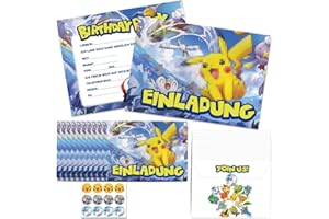 XLZJYIJ Einladungskarten Kindergeburtstag Junge Mädchen, Einladungskarten Partyeinladungen, Einladungskarten Set 12 mit Umschlägen und Aufkleber, Einladungskarten Geburtstag für Geburtstag Partys