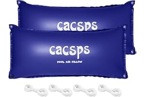 CACSPS 2 Packungen Poolkissen Winter, 120 x 240cm Ultradickes Luftkissen mit 4 Ösen Luftkissen Pool Winter Aufblasbare Winterkissen Überwinterung für Pool inkl. 2X Rollen Seil & 6X Reparaturset Blau