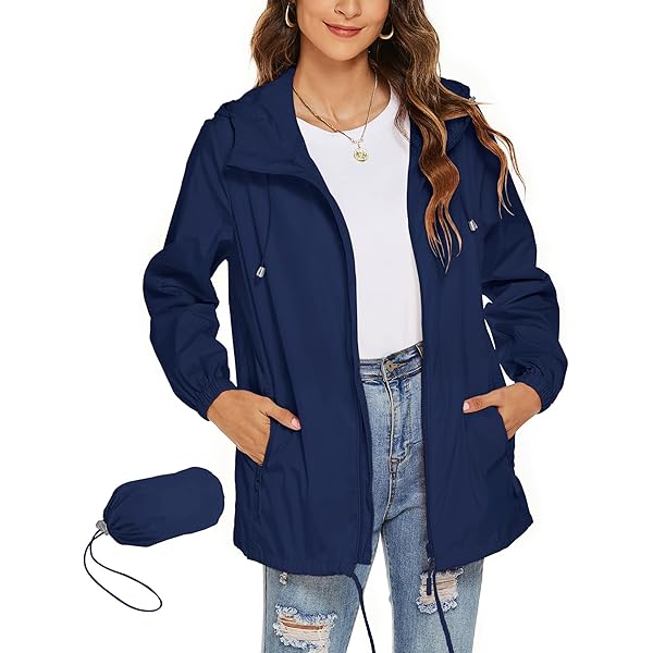 Chaqueta Cortavientos Para Mujer: Impermeable Parka De Lluvia Para