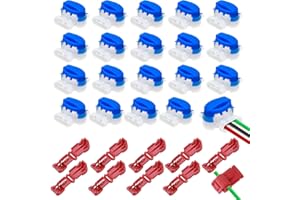 KIGNIOTE 20 PCS Waterproof Wire Connectors with 10 PCS Connection Terminals for Robotic Lawn Mowers, Crimps Gel Filled Lawnmower Connector Lawnmower Cable Repair Kit for Automower Irrigation Applications