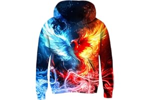 Fanient Pullover Jungen Mädchen 3D Print Fleece Hoodie Kinder Hooded Sweatshirt with Kangaroo Pockets