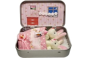 TJSKLCV Pocket Bunnies in Tin Box, Easter Basket Stuffing Pocket Hug Plush Toys, Stuffed Animad Bunnies Doll, Easter Gifts for Kids, Good Luck Playset, Positive Inspirational Ornaments Gift for Kids Friend