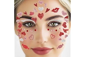 ENYACOS Love Face Art Sticker – Glitzer Herz Aufkleber für Karneval, Fasching, Halloween & Cosplay – Temporäre Gesichtstatoos – Selbstklebend & Wasserdicht, Ideal für Schminke Fasching Karneval