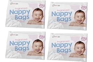 DIVCHI Baby Einweg-Windelbeutel, Spender, antibakteriell, duftend, einfach zu binden, für Reisen, 4 x 200 Stück (800 Stück)