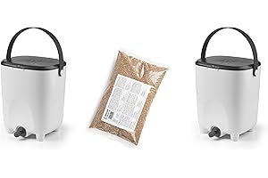 Biolan Bokashi Bucket Starter Kit (2 x 10L) Includes 1kg Bran (White)
