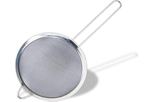 Fackelmann INITIAL Sieve Stainless Steel, Fine Metal Mesh with Rim, Long Handle, For Sifting Straining & Draining, Food Kitchen Strainer, Flour & Icing Sugar Sifter, Medium 15.5cm Diameter Colander