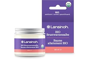 ‎LANSINOH Lansinoh BIO Brustwarzensalbe - 100% Bio Inhaltsstoffe - sicher für Mama und Baby mit Kokosöl und Arganöl, 60 ml