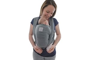 M.M.C. Fular portabebés con bolsillo frontal, incluye bolsa de transporte e instrucciones (idioma español no garantizado), largo y elástico para bebés prematuros y recién nacidos (gris)