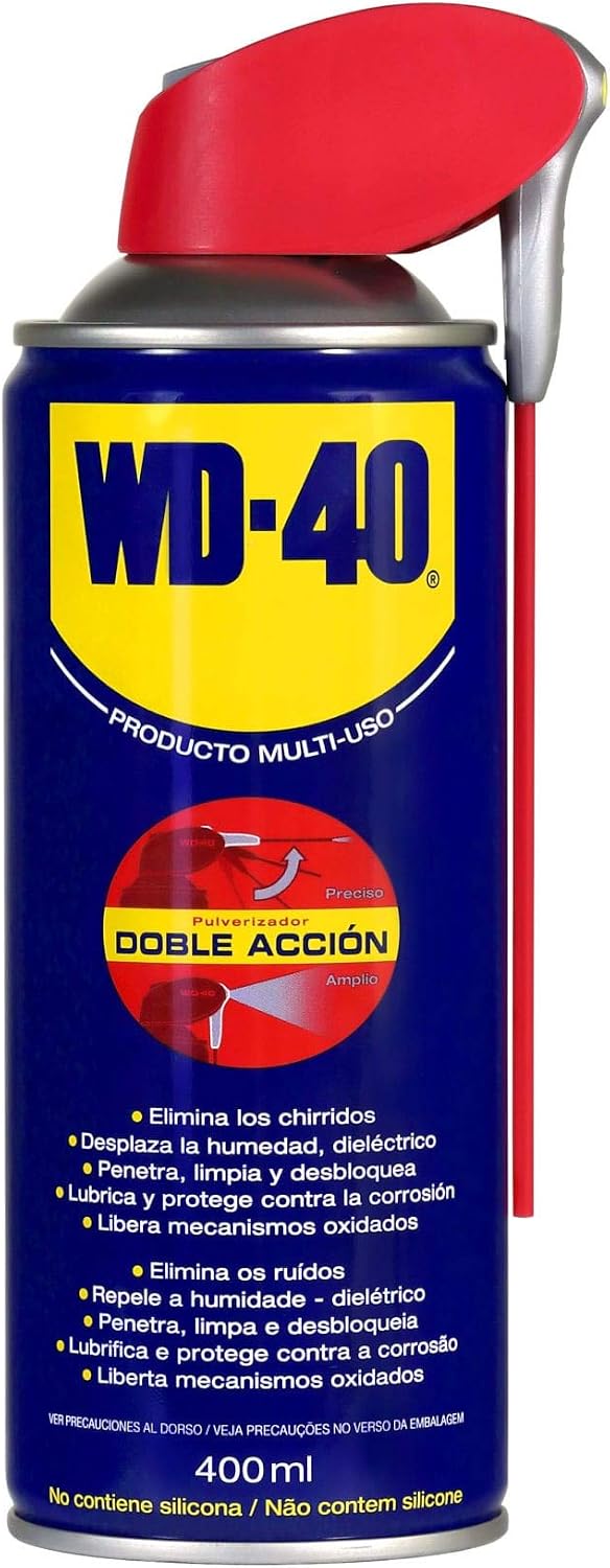 WD-40 Producto Multi-Uso- Spray 400ml-Lubrica, Afloja, Protege del óxido, Dieléctrico, Limpia metales y plásticos y Desplaza la humedad, Unitario
